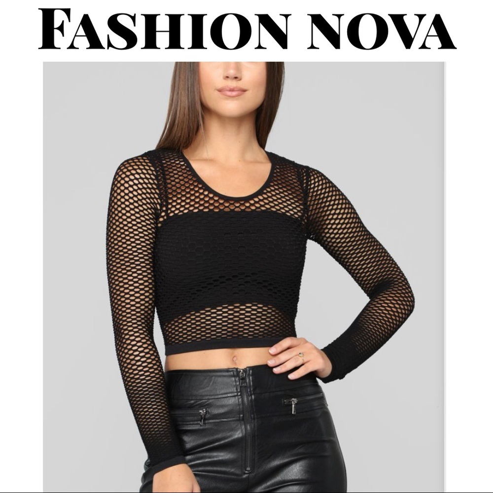 NEW Long Sleeve Fishnet Rave Top Size L/X